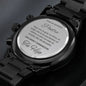 Regalos para papá de hijo detalle original reloj cronógrafo negro con mensaje grabado para hombres idea sentimental para navidad cumpleaños o dia del padre