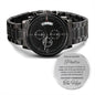 Regalos para papá de hijo detalle original reloj cronógrafo negro con mensaje grabado para hombres idea sentimental para navidad cumpleaños o dia del padre