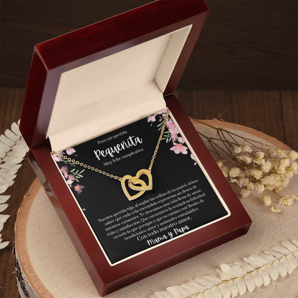 Regalo para mi Hija Collar Amor Para Mi Pequeñita | Regalo Cumpleaños Hija | Mamá y Papá | Encantador y Significativo | Joya Corazones Entrelazados