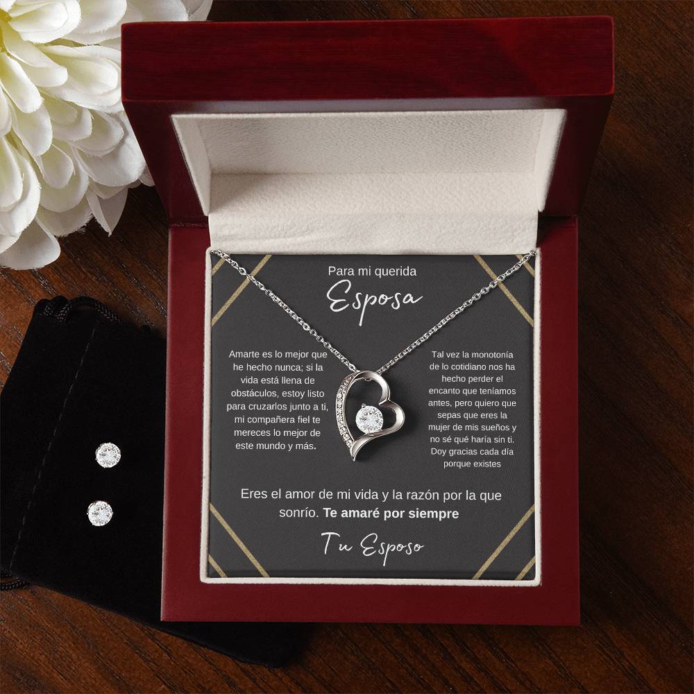 Regalo navidad para esposa de esposo en aniversario set de aretes y collar mujer