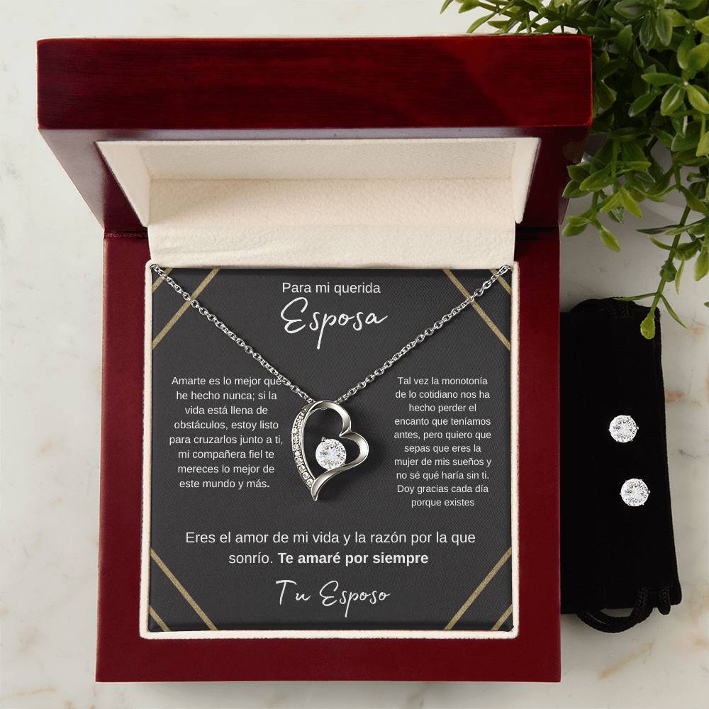 Regalo navidad para esposa de esposo en aniversario set de aretes y collar mujer