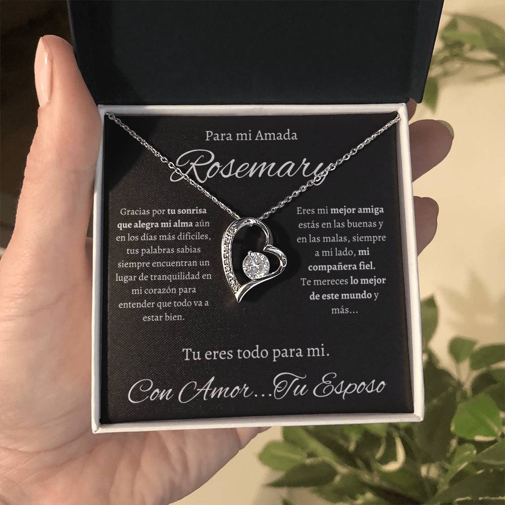Regalo Para Mi Amada Esposa Collar Detalle Para Mujer Joya de Regalo de Aniversario Para Esposa de Esposo Rosemary