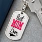 Gift For Mom Personalized Dog Tag Keychain "Best Mom Ever"