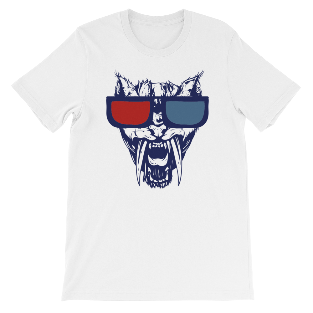 Animal 3D Sunglasses Graphic T-Shirt Design Men Shirt Short-Sleeve Cat T-Shirt - Biker T-Shirt