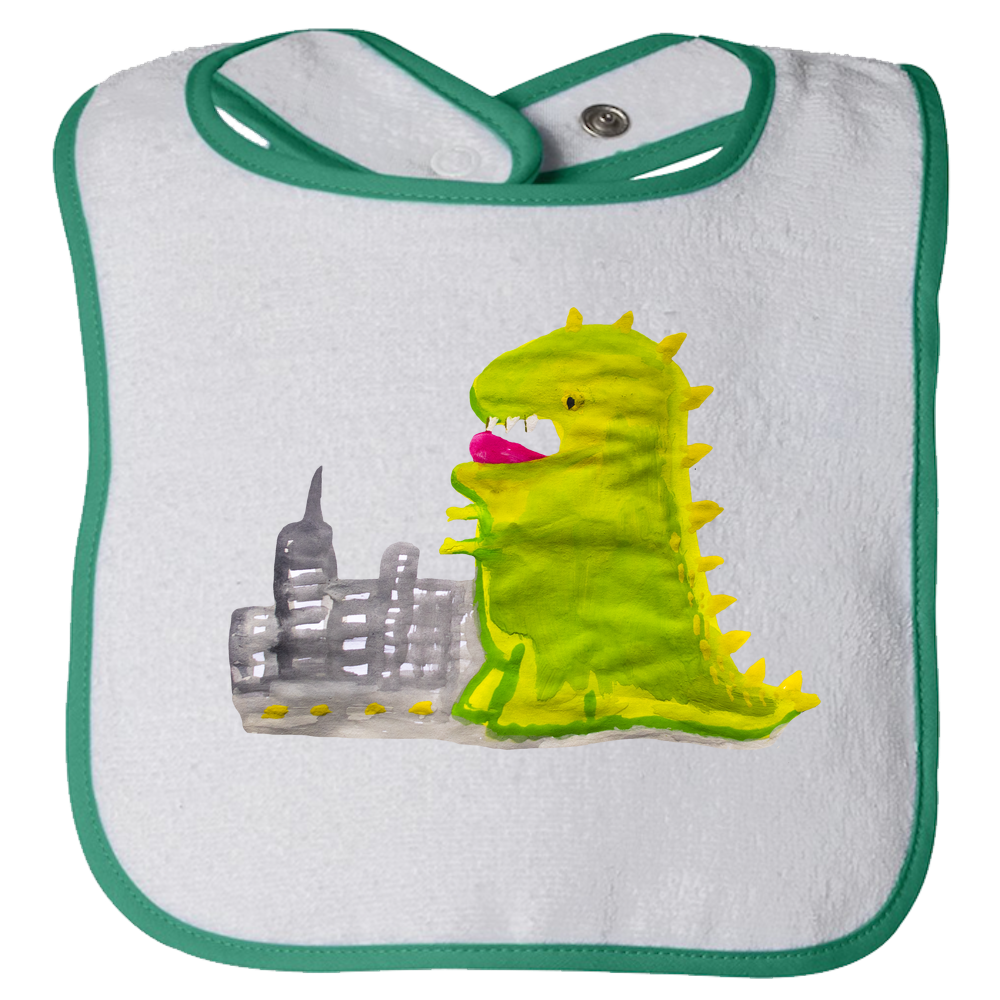 Baby Bib - Dinosaur in the City Watercolor Unisex Design
