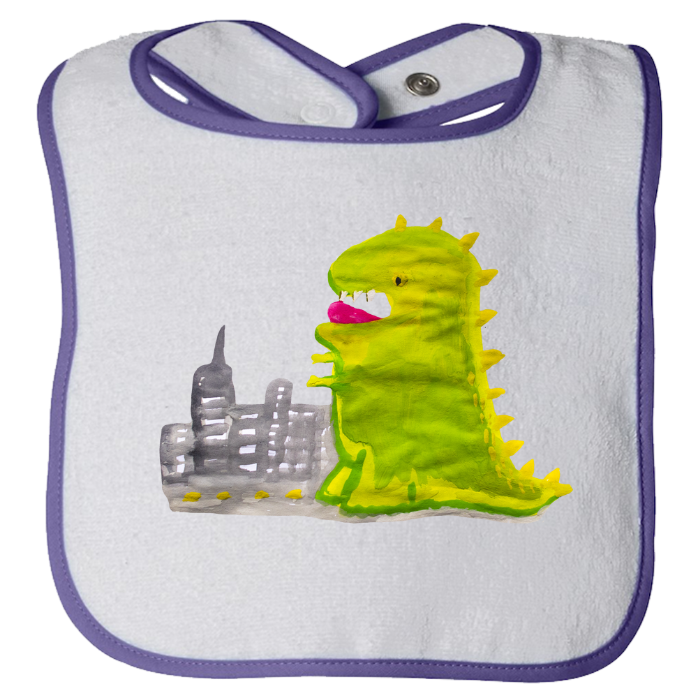 Baby Bib - Dinosaur in the City Watercolor Unisex Design