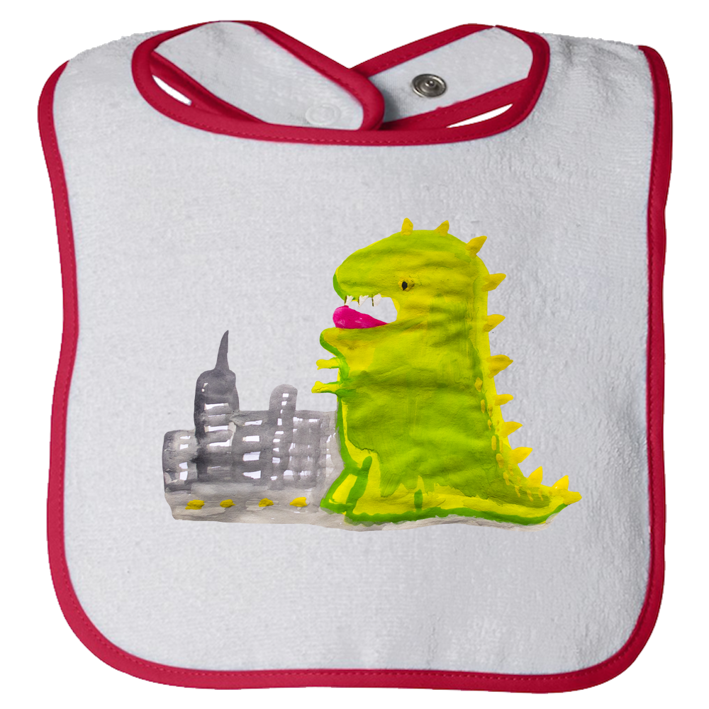 Baby Bib - Dinosaur in the City Watercolor Unisex Design
