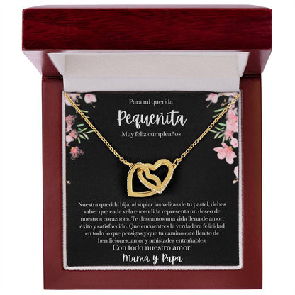 Regalo para mi Hija Collar Amor Para Mi Pequeñita | Regalo Cumpleaños Hija | Mamá y Papá | Encantador y Significativo | Joya Corazones Entrelazados