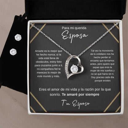 Regalo navidad para esposa de esposo en aniversario set de aretes y collar mujer