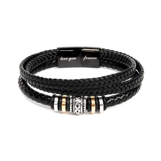 Regalo Hombre Pulsera Cuero Negro Trenzado Regalo Para Esposo Dia del Padre