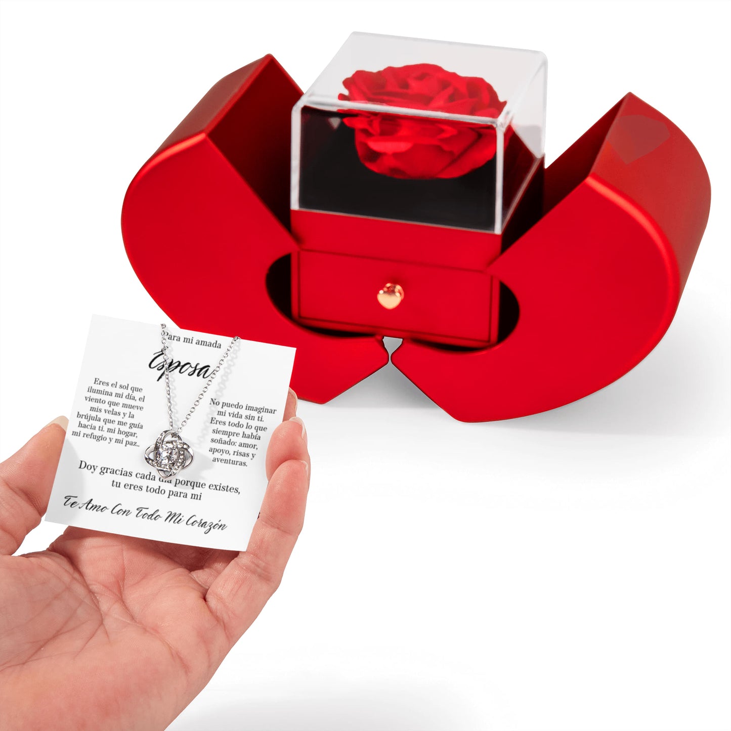 Regalo para esposa joya set de regalo para mujer cadena y colgante de flor