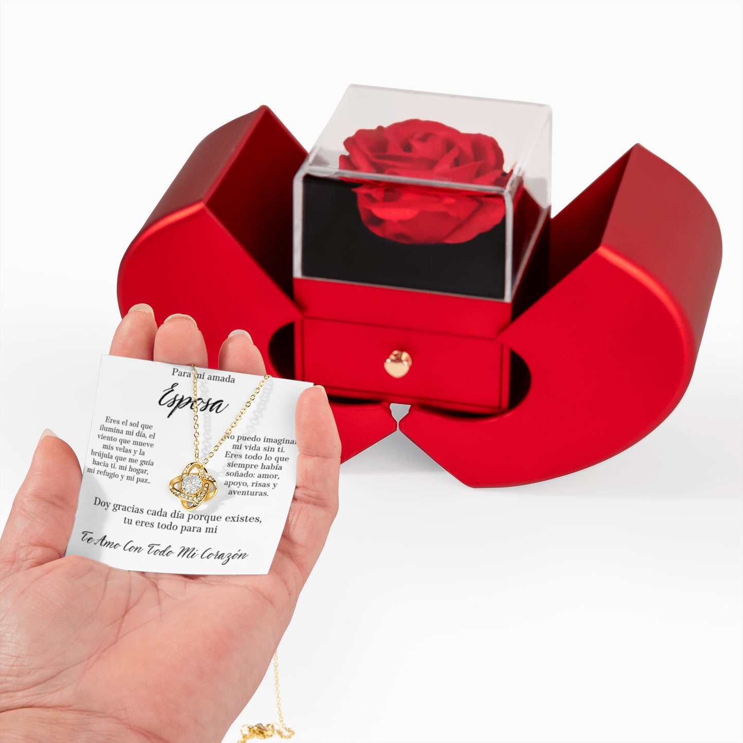 Regalo para esposa joya set de regalo para mujer cadena y colgante de flor