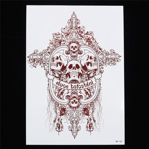 Skull Temporary Tattoos Body Arm Tattoo Sticker  [Brown]