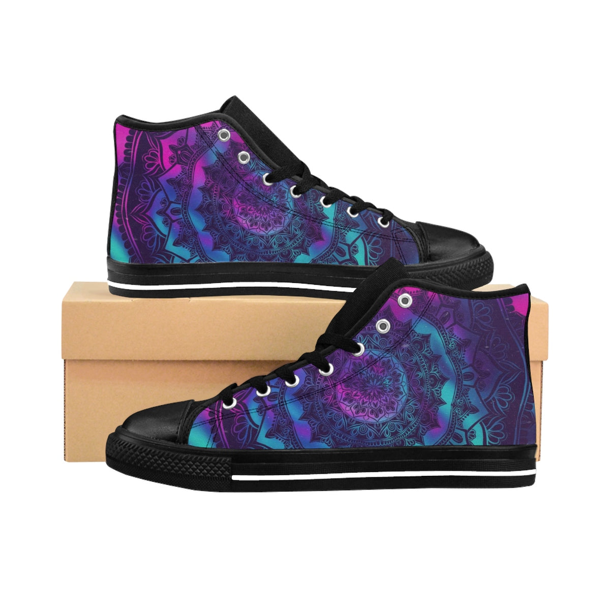 Mandala Neon Women's High-top Sneakers