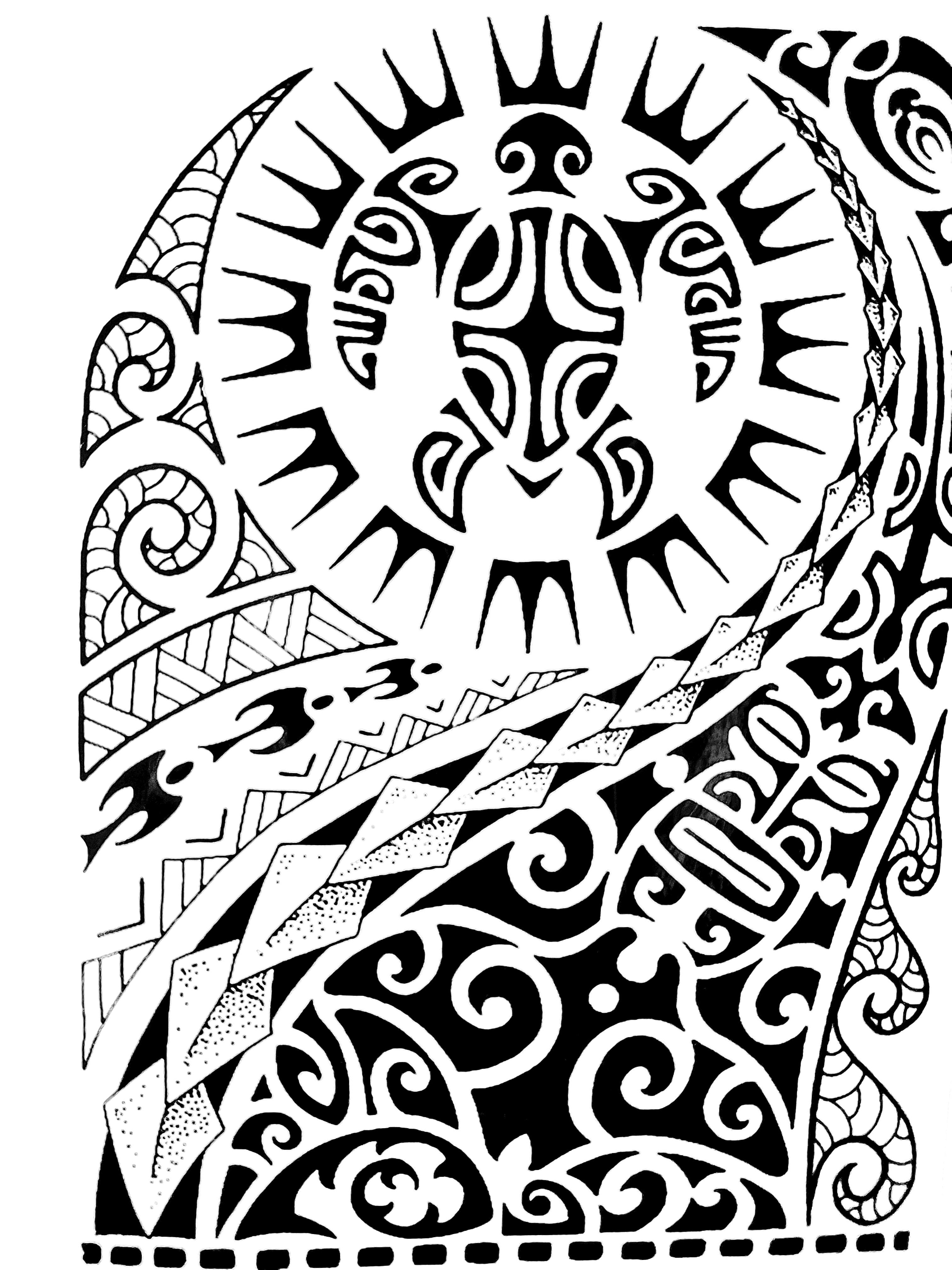 Tribal/Maui Sleeve Black Temporary Tattoo
