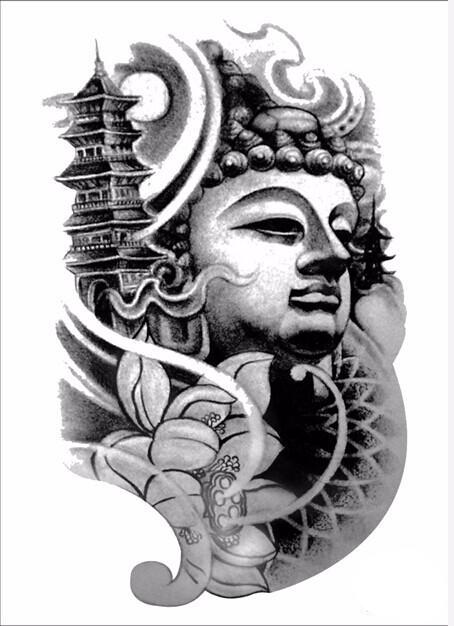 Buddha Statue Seated on Lotus Flower Best Temporary Tattoos| WannaBeInk.com