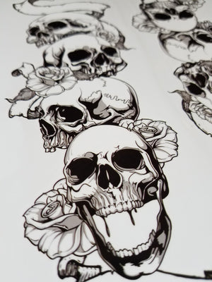 Large Arm Skull Temporary Tattoo Black (2 in 1 sheet)