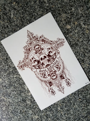 Skull Temporary Tattoos Body Arm Tattoo Sticker  [Brown]