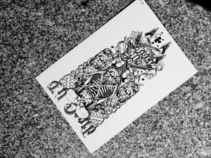 Large Skull Totem Temporary Tattoo [Black]