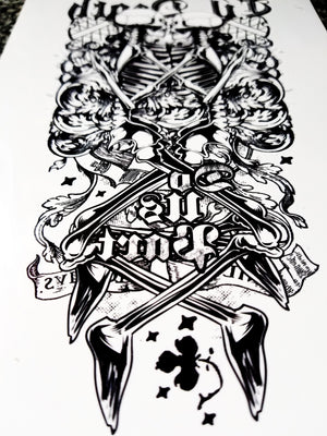 Large Skull Totem Temporary Tattoo [Black]