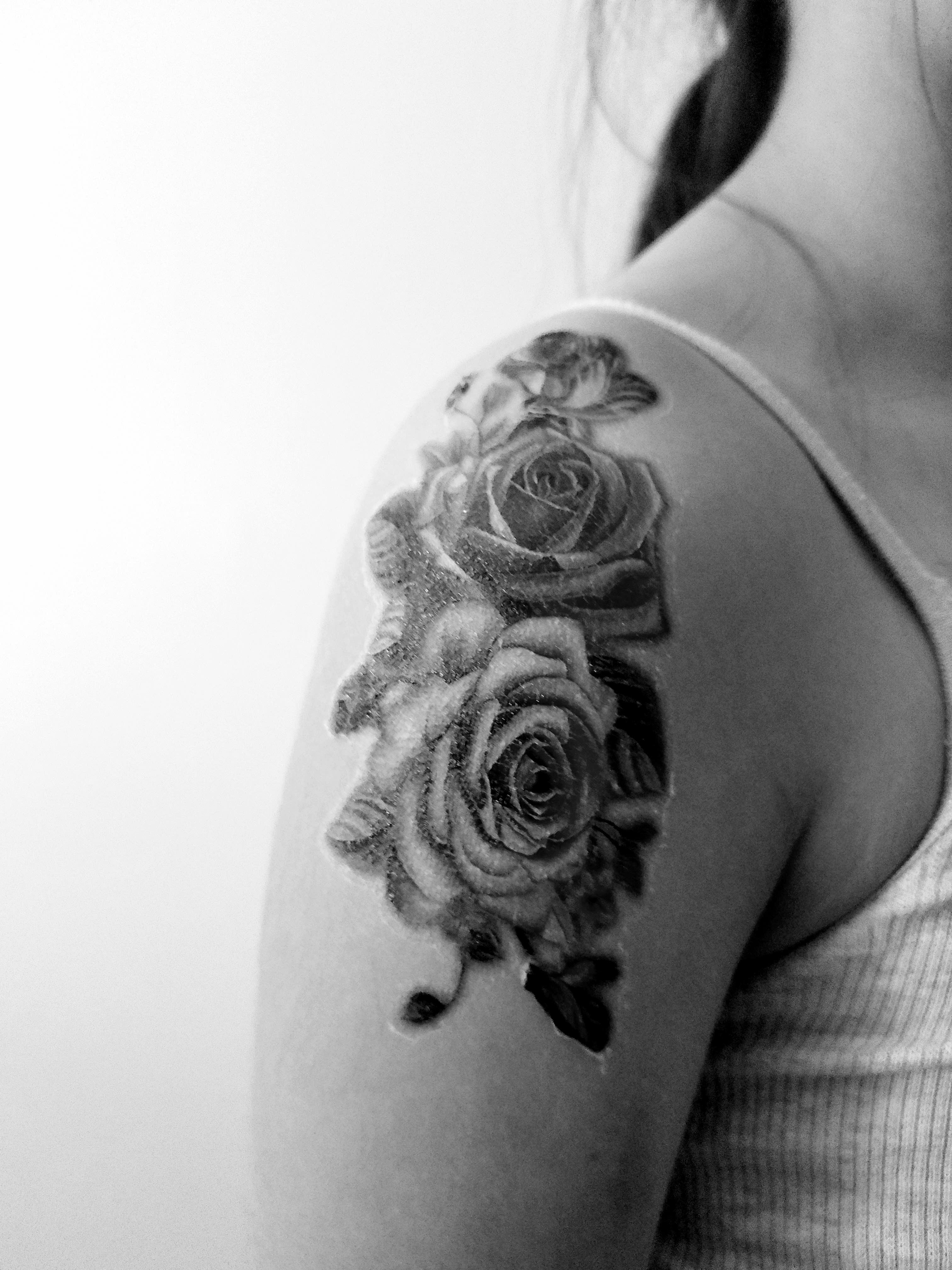 Twin Black Rose Flower Temporary Tattoos (4 in 1 sheet)