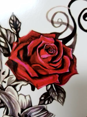 (Set of 3) Vintage Red Rose Temporary Tattoo