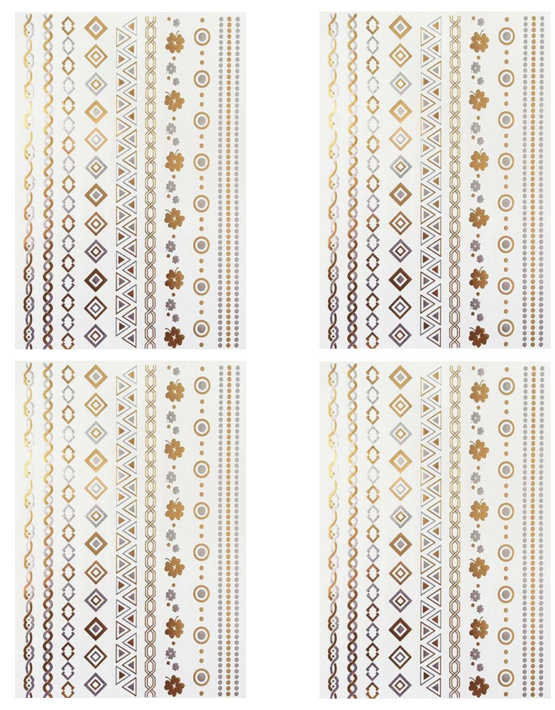 Arm Bracelet Gold/Silver Metallic Temporary Tattoos Party Set