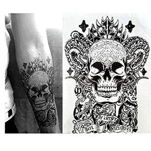 Gilded Girl Skull & Skeleton Pirate Tattoos (Set of 6) Body Art for Men & Women Waterproof Large Arm Temporary Tattoo