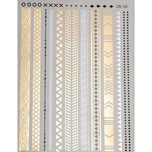 Bracelet Metallic Gold/Silver & Black Temporary Tattoos