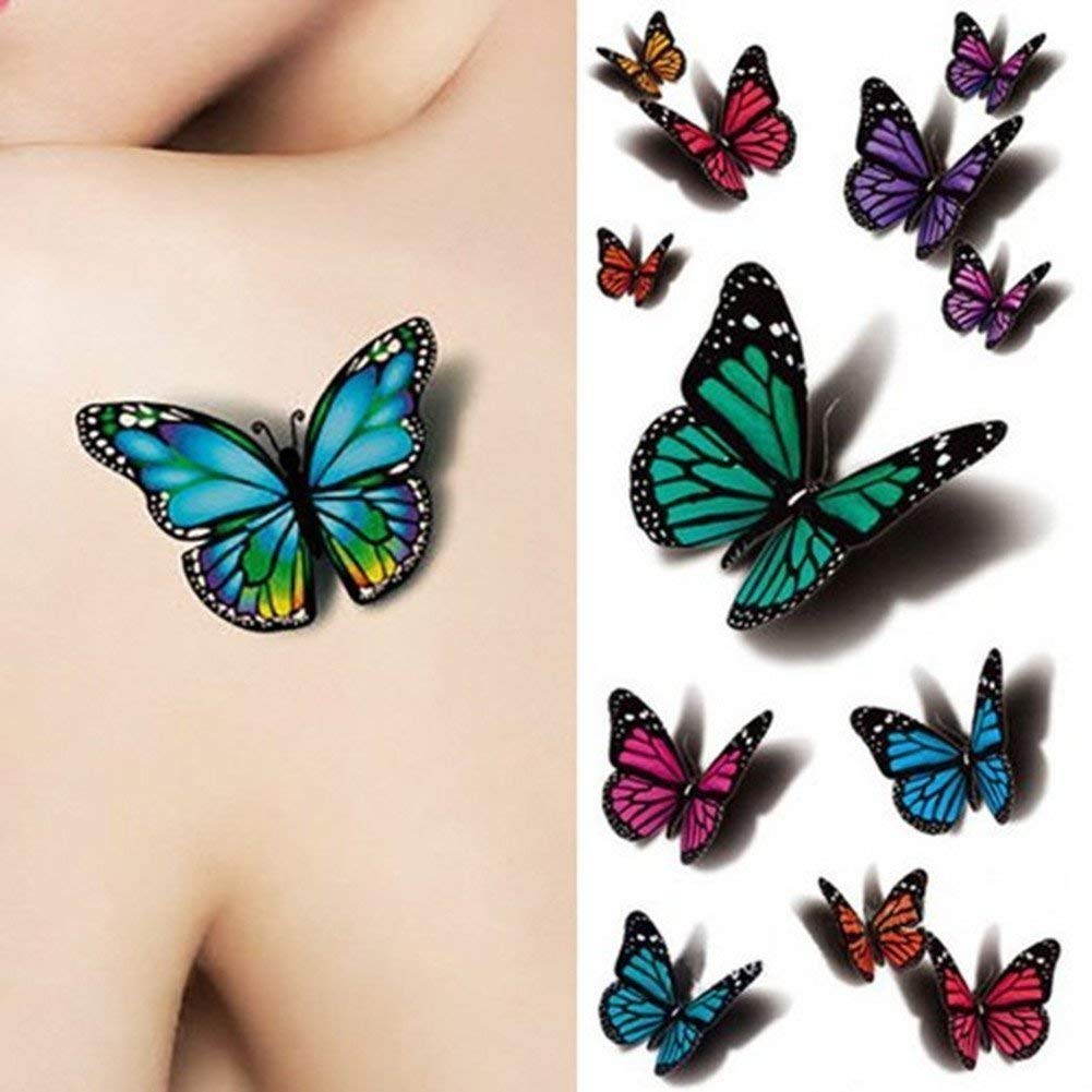 Bright Colorful 3D Flower Temporary Tattoo  (Pack of 12 Sheets)