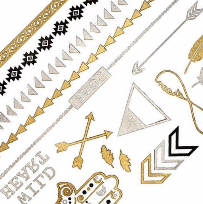 Bohemian Feather Metallic Tattoos