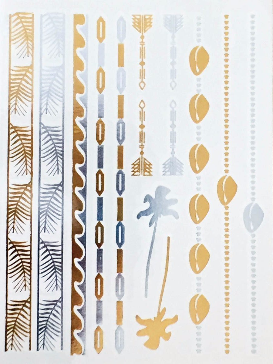 Ocean Gold and Silver Metallic Temporary Tattoos