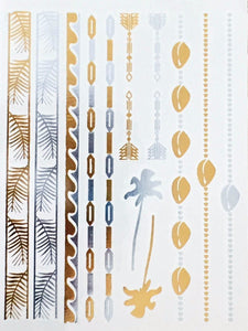 Ocean Gold and Silver Metallic Temporary Tattoos