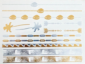 Ocean Gold and Silver Metallic Temporary Tattoos