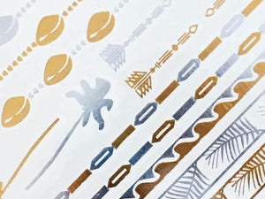 Ocean Gold and Silver Metallic Temporary Tattoos
