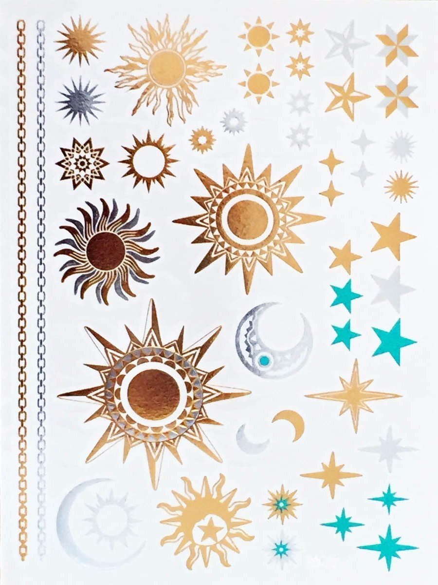 Moon & Sun Metallic Temporary Tattoos