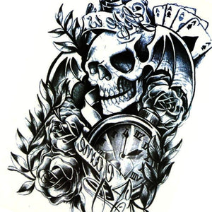 Arm Large Skull Rose Temporary Tattoo