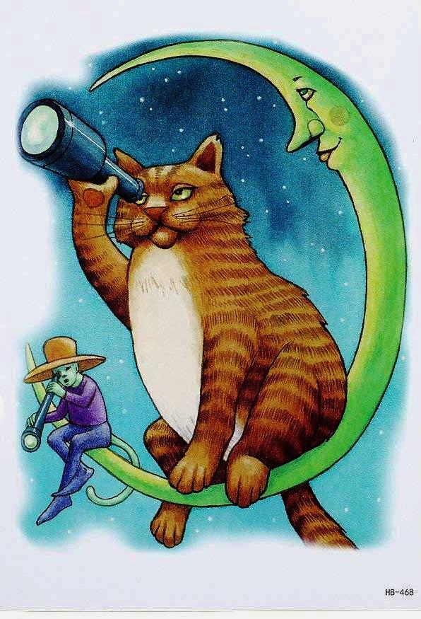 Moon Cat Temporary Tattoo
