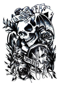 Arm Large Skull Rose Temporary Tattoo