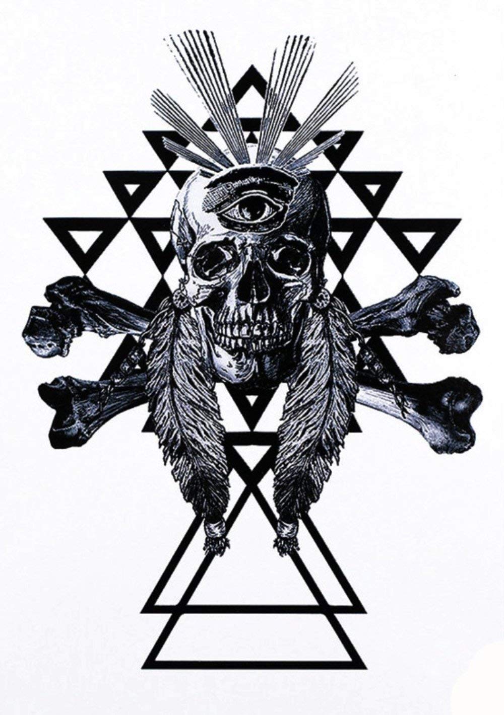 Gilded Girl Skull & Skeleton Pirate Tattoos (Set of 6) Body Art for Men & Women Waterproof Large Arm Temporary Tattoo