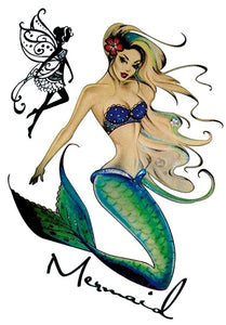 Vintage Mermaid Temporary Fairy Tattoo Rockabilly Pin Up