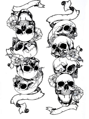 Gilded Girl Skull & Skeleton Pirate Tattoos (Set of 6) Body Art for Men & Women Waterproof Large Arm Temporary Tattoo