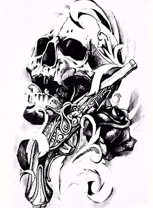 Gilded Girl Skull & Skeleton Pirate Tattoos (Set of 6) Body Art for Men & Women Waterproof Large Arm Temporary Tattoo