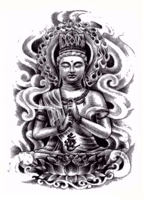 Buddha Temporary Tattoo - Large Black Tattoo