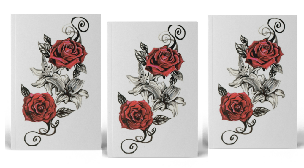 (Set of 3) Vintage Red Rose Temporary Tattoo
