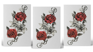 (Set of 3) Vintage Red Rose Temporary Tattoo