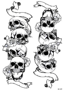 Large Arm Skull Temporary Tattoo Black (2 in 1 sheet)