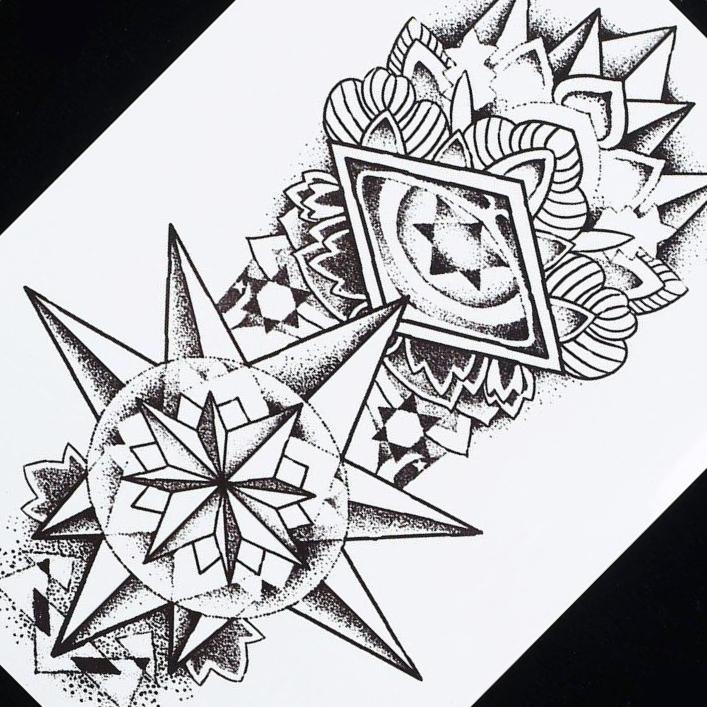 Tribal Large Black Temporary Tattoo
