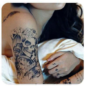 Arm Large Skull Rose Temporary Tattoo