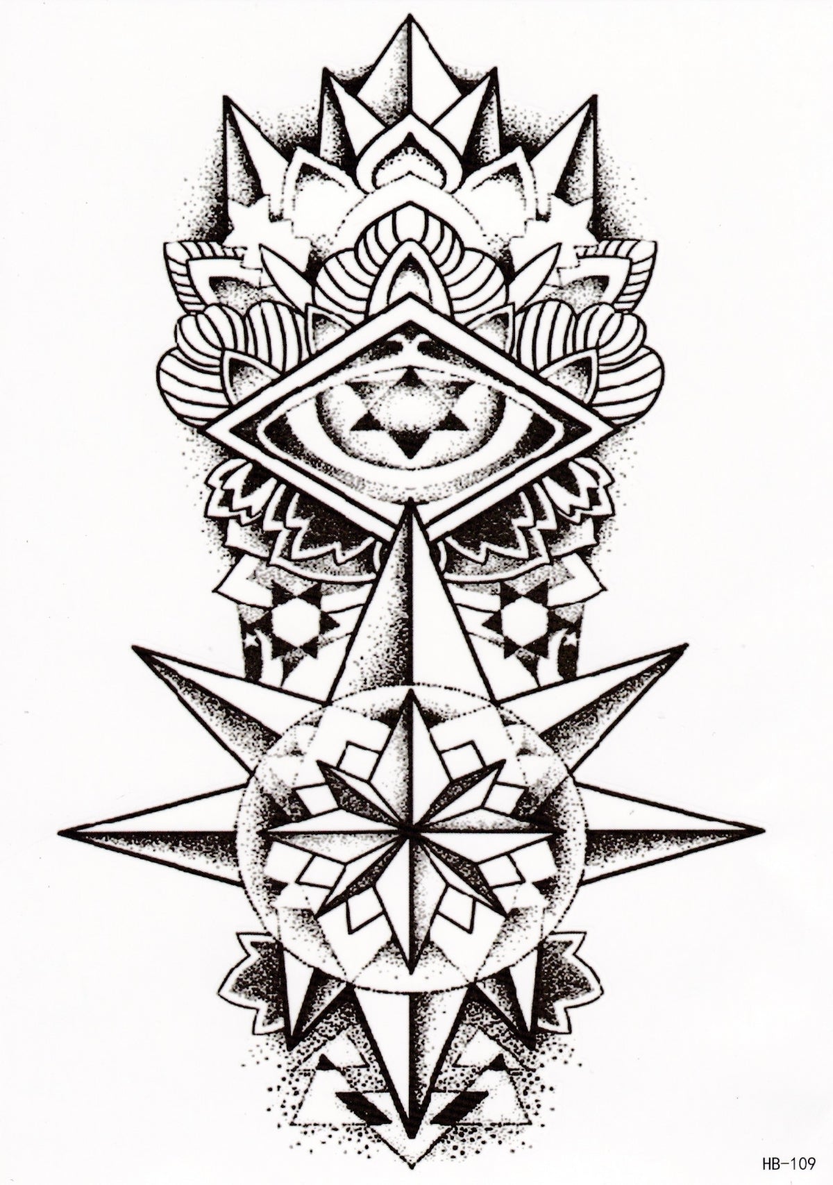 Tribal Large Black Temporary Tattoo